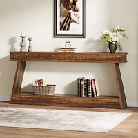 Tribesigns Farmhouse Entryway Table, 70.87-Inch Console Table with Storage, Wood Sofa Behind The Couch, Industrial Hallway Accent