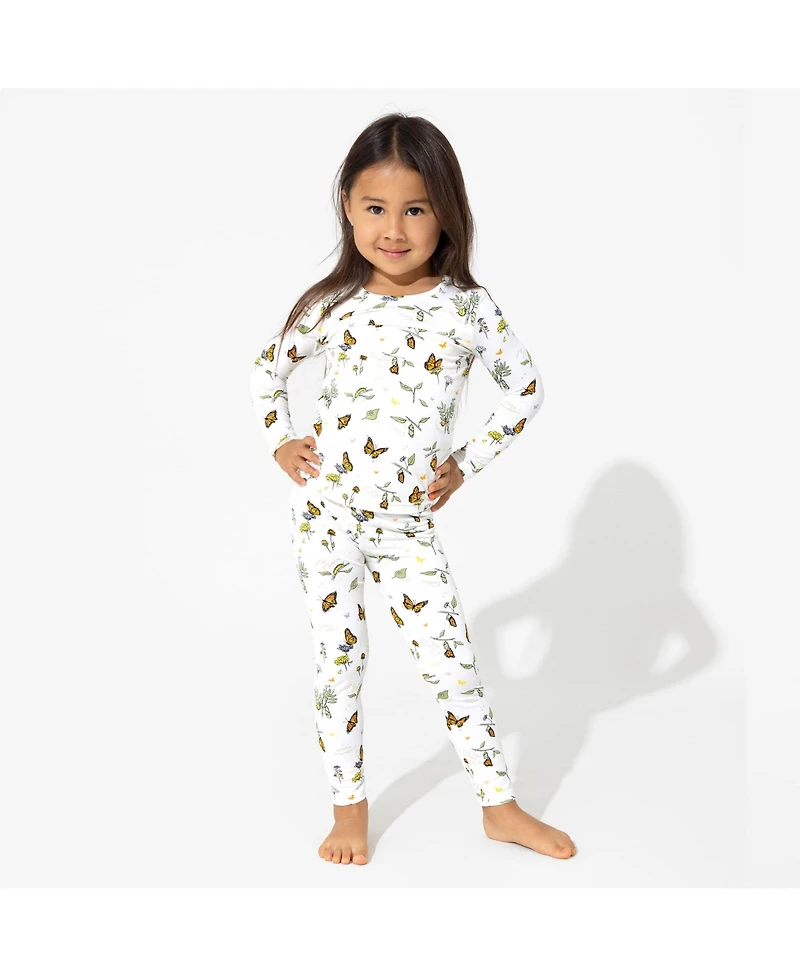 Bellabu Bear Unisex Kids Monarch Butterfly Set of 2 Piece Pajamas