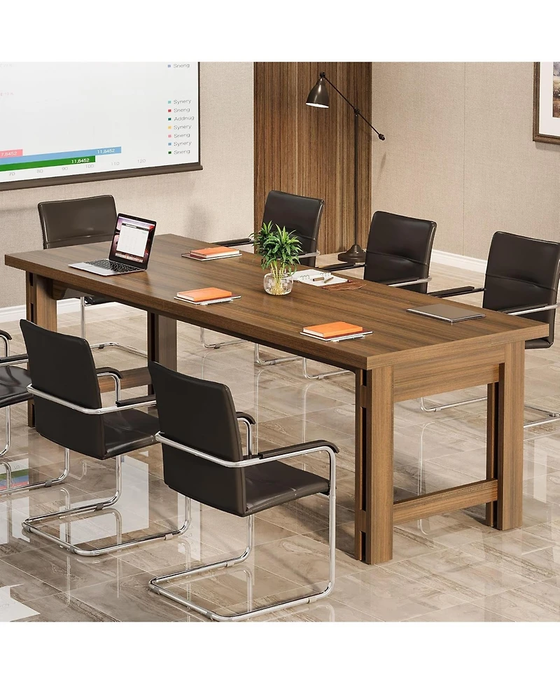 Tribesigns 78.74-Inch Conference Table, 6.56 ft Large Meeting Table with Sturdy Frame, Wood Boardroom Seminar Table for 6-8 People