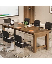 Tribesigns 78.74-Inch Conference Table, 6.56 ft Large Meeting Table with Sturdy Frame, Wood Boardroom Seminar Table for 6-8 People