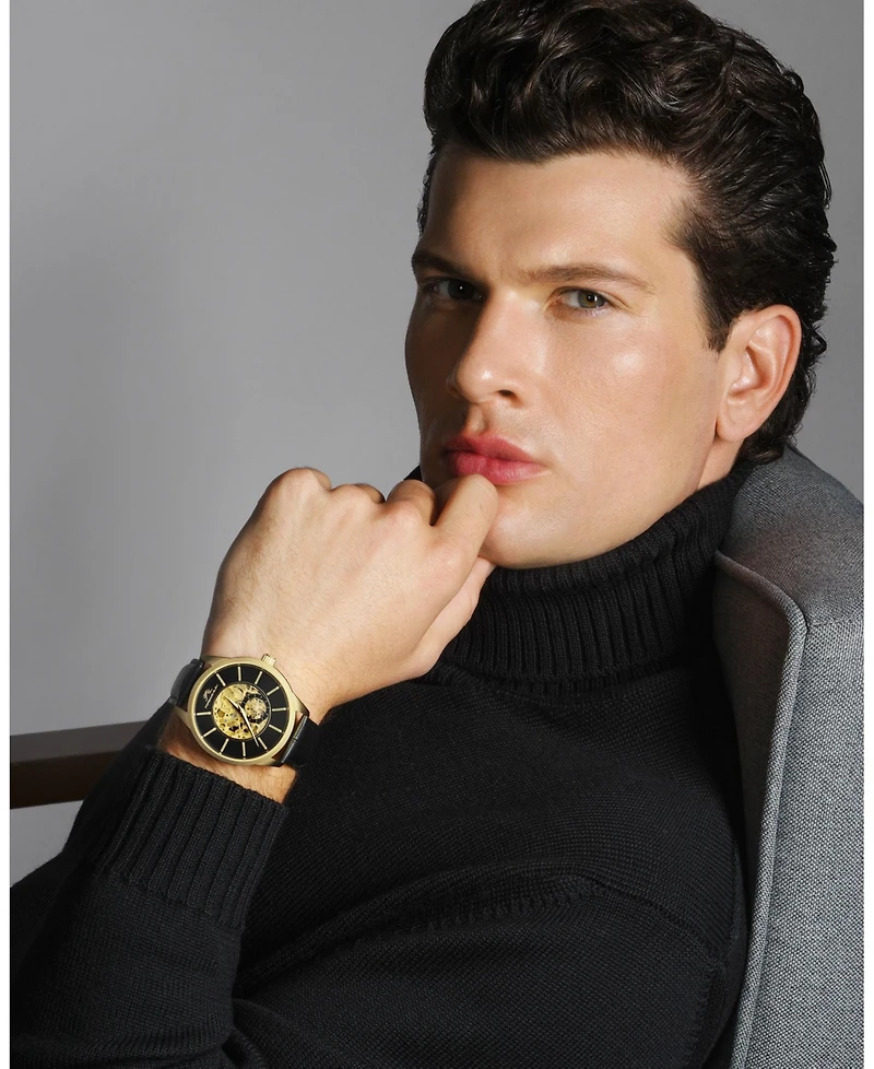 Cassius Automatic Skeleton Gold Tone & Black Men's Watch 802ECAL