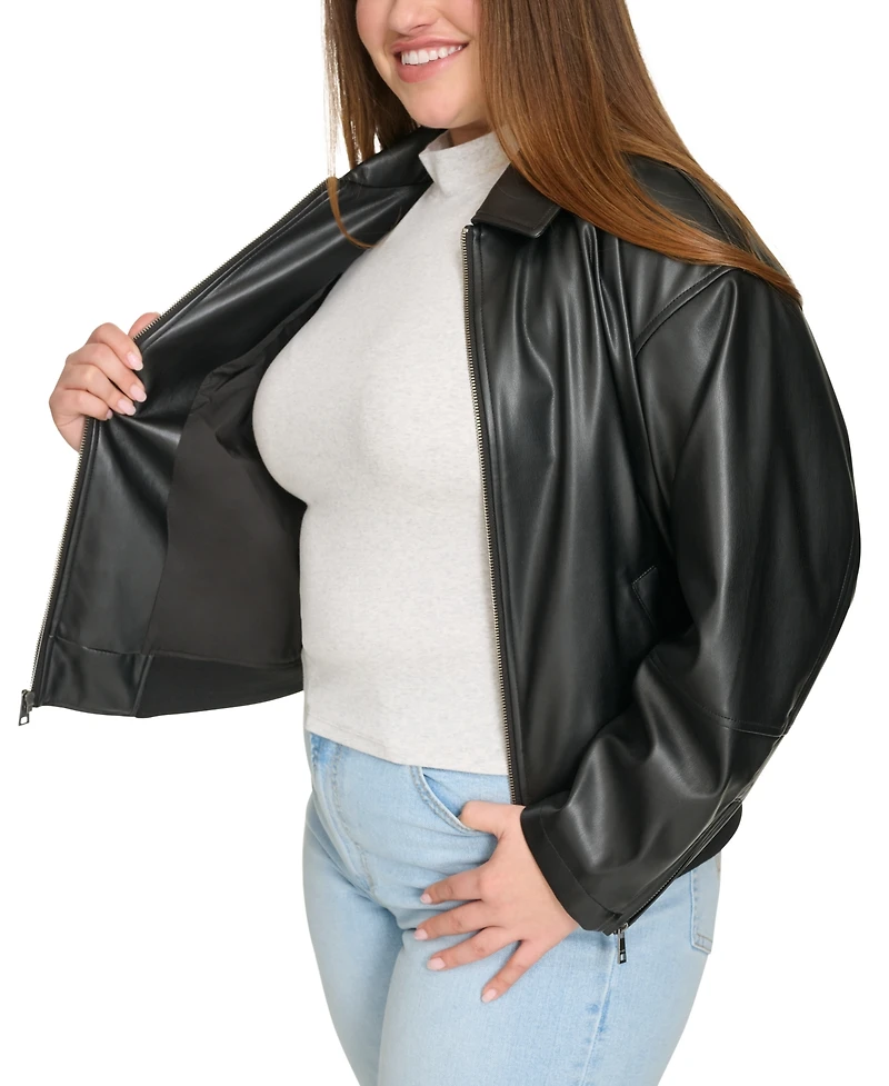 Levi's Plus Size Faux Leather Dad Bomber Jacket