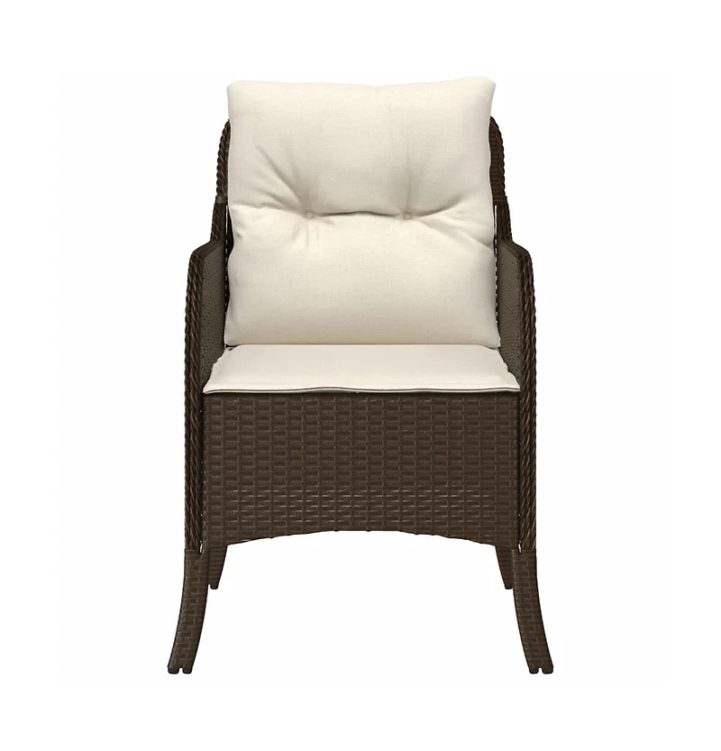 Patio Chairs with Cushions 2 pcs Brown Poly Rattan