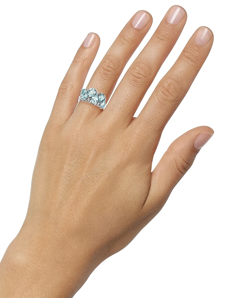 Aquamarine (2-3/4 ct. t.w.) & Diamond Accent Pear Cluster Ring in 10k White Gold