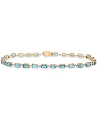 London Blue Topaz (2-1/3 ct. t.w.), Blue Topaz (1-3/4 ct. t.w.), & Diamond (1/3 ct. t.w.) Link Bracelet in 14k Gold