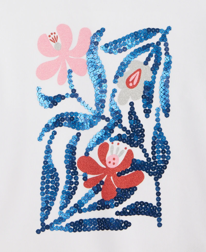 Epic Threads Little & Big Girls Sequined Floral Sweatshirt, Exclusively at Macy's