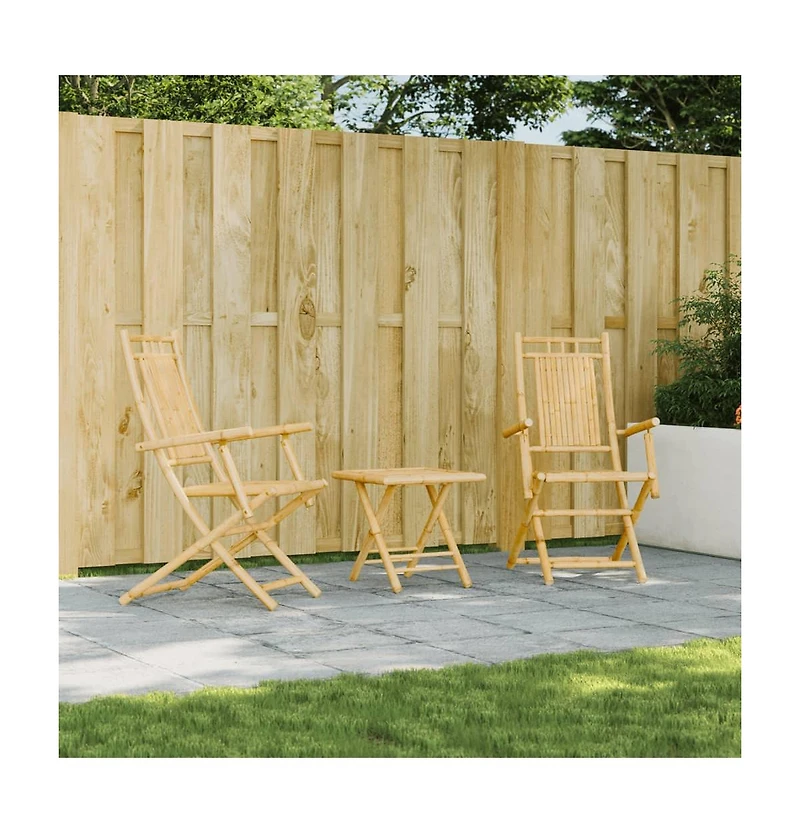 vidaXL Garden Chair Set of 2 Natural Bamboo Bamboo Medium Foldable