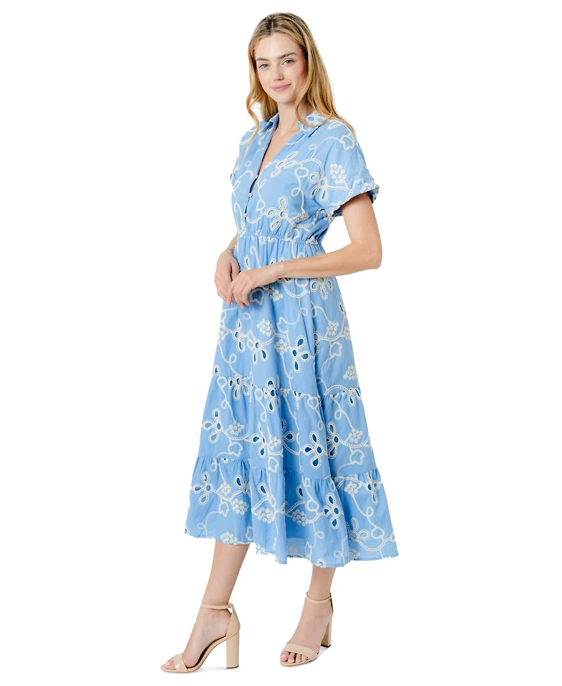 Sam Edelman Women's Rope-Embroidered Eyelet Dress