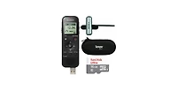 Sony Digital Voice Recorder with 16GB Card, Microphone, and Case Bundle