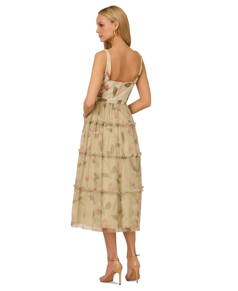 Adrianna Women's Printed Tiered Sleeveless Midi Dress