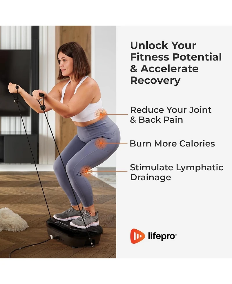 LifePro Compact Vibration Plate with Acupressure Nodes – Full Body Exercise for Lymphatic Drainage & Pain Relief