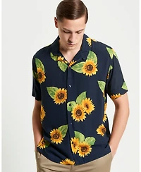 Ben Sherman Men's Sunflower Print Short Sleeve Shirt
