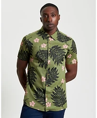 Ben Sherman Men's Botanical Print Short Sleeve Shirt