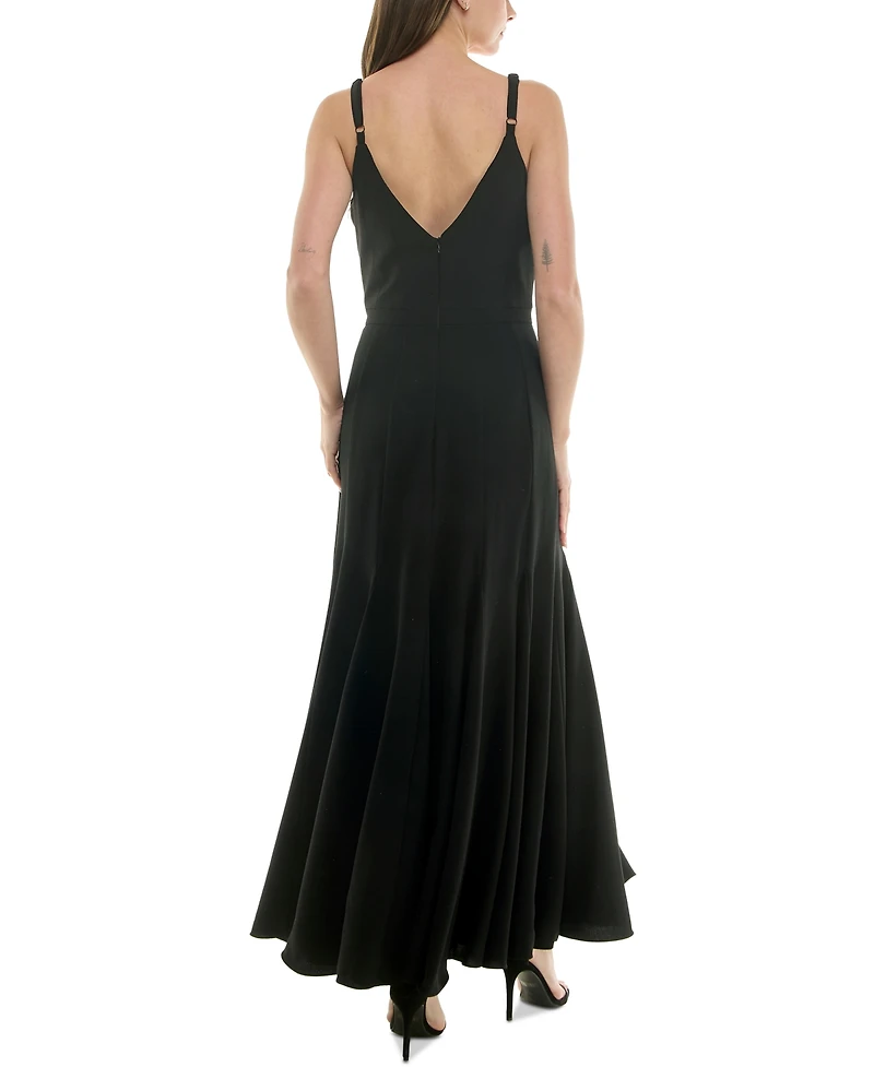 Taylor Women's Embellished Flower V-Neck Sleeveless Gown