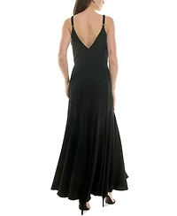 Taylor Women's Embellished Flower V-Neck Sleeveless Gown