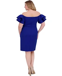 Eliza J Plus Size Ruffled Off-The-Shoulder Sheath Dress