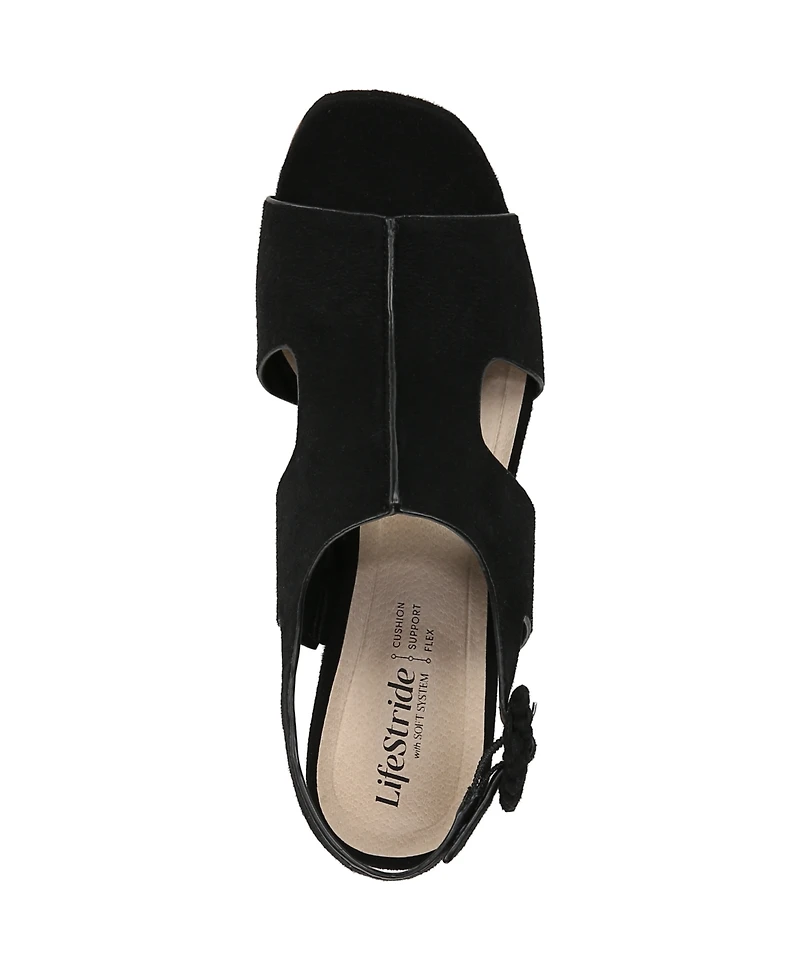 LifeStride Women's Audra Open Square Toe Block Heel Platform Sandals