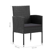 Patio Chairs with Black Cushions 2 pcs Black Poly Rattan