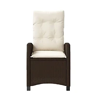 Reclining Patio Chairs 2 pcs with Cushions Brown Poly Rattan