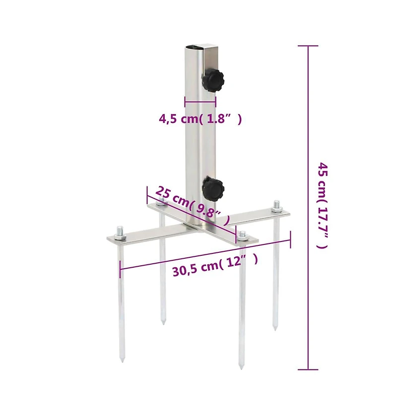 vidaXL Parasol Base Silver Steel with powder coating Compact