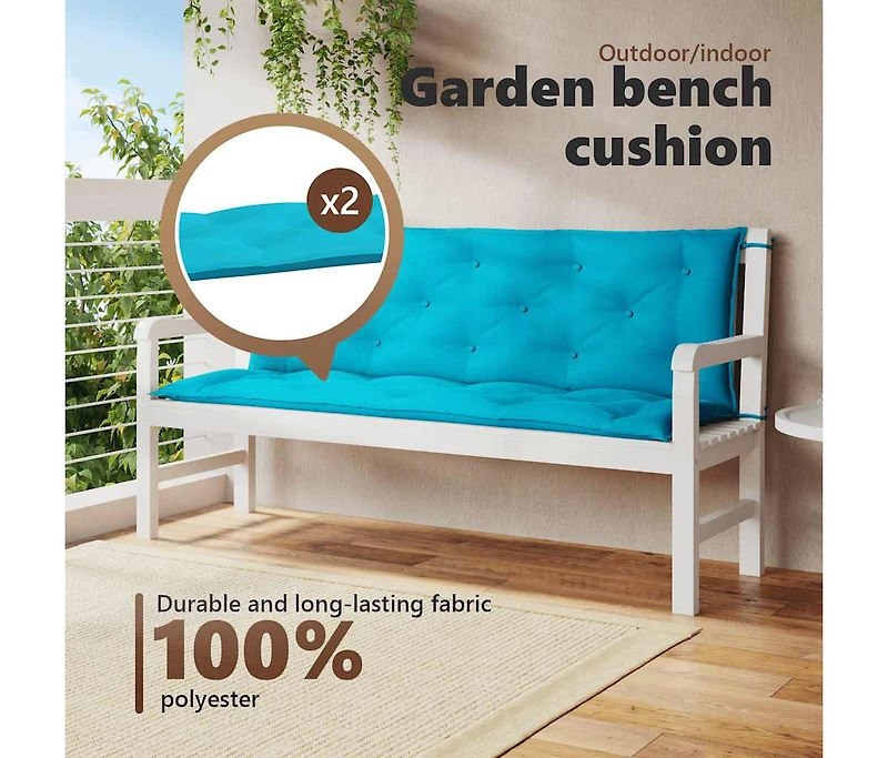 Garden Bench Cushions 2pcs Turquoise 59.1"x19.7"x2.8" Fabric