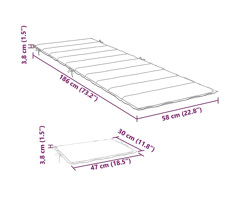 Sun Lounger Cushion Wine Red 73.2"x22.8"x1.6" Oxford Fabric