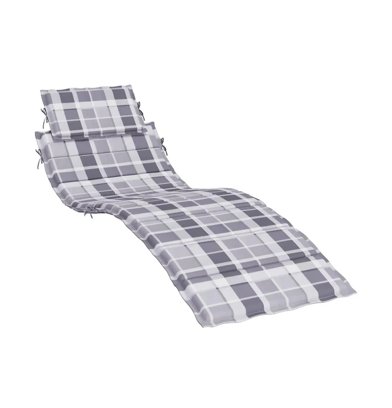 Sun Lounger Cushion Gray Check Pattern 73.2"x22.8"x1.6" Oxford Fabric