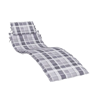 Sun Lounger Cushion Gray Check Pattern 73.2"x22.8"x1.6" Oxford Fabric
