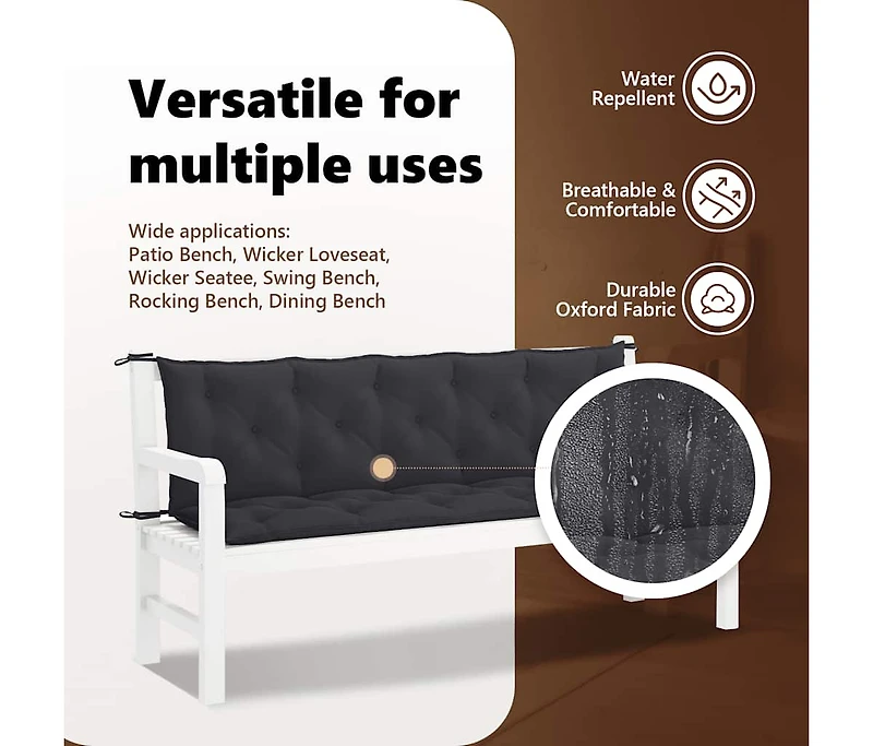 Garden Bench Cushion 70.9"x(19.7"+19.7")x2.8" Oxford Fabric