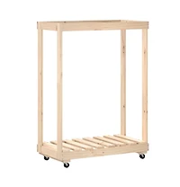 Log Holder with Wheels 30.1"x15.7"x42.5" Solid Wood Pine
