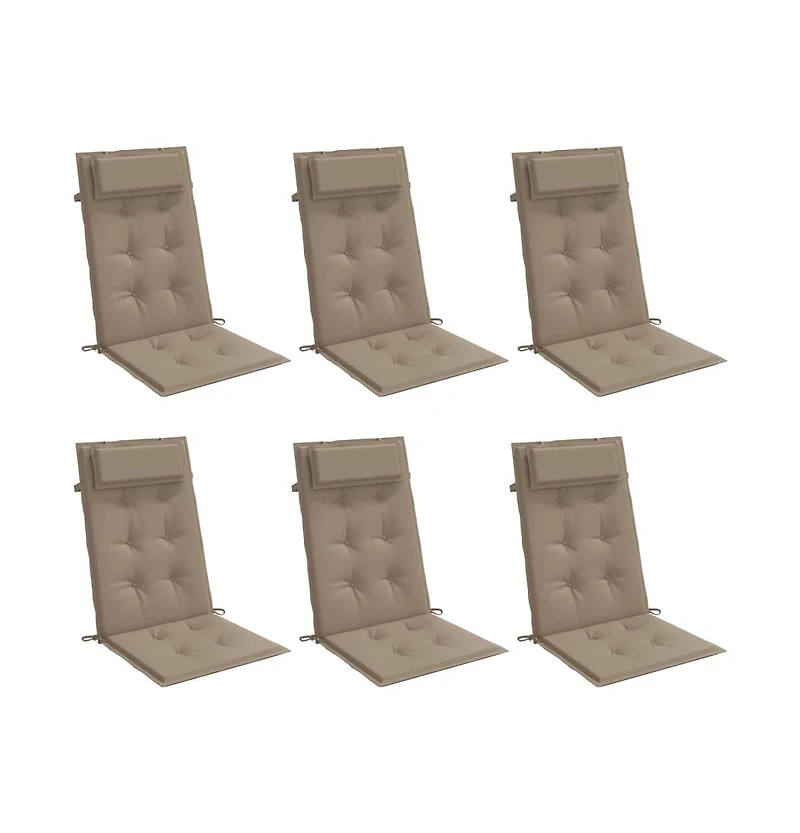 vidaXL Highback Chair Cushions 6 pcs Taupe Oxford Fabric