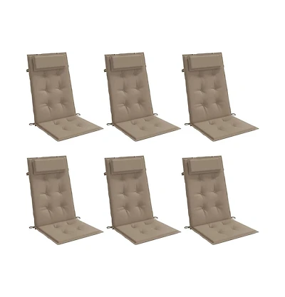 vidaXL Highback Chair Cushions 6 pcs Taupe Oxford Fabric