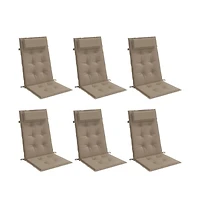 vidaXL Highback Chair Cushions 6 pcs Taupe Oxford Fabric
