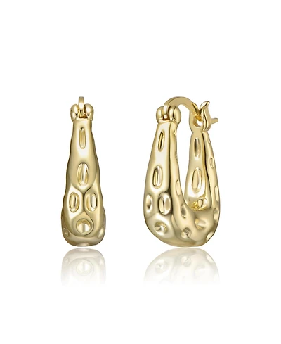 14K Gold Plated Openwork U-Shaped Oblong Hoop Earrings