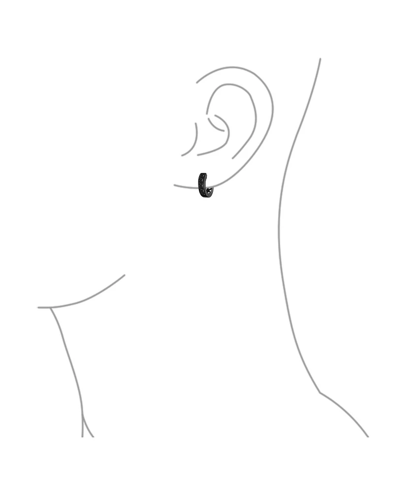 Bling Jewelry Invisible Cut Channel Set Cz Hoop Earrings Black White Huggie Kpop Silver