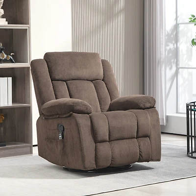 Homcom Massage Recliner Chair with Heat, Swivel Rocker with Footrest,