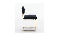 Slickblue Modern Armless Dining Chairs – Gold Metal Base, Corduroy Upholstery with Channel Tufting, Set of 2