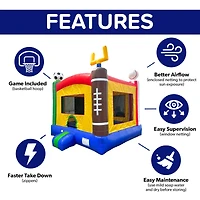 HeroKiddo Sports Commercial Grade Bounce House for Kids and Adults (with Blower), Basketball Hoop, Outdoor Indoor, Birthday Party, Rental Quality, Big