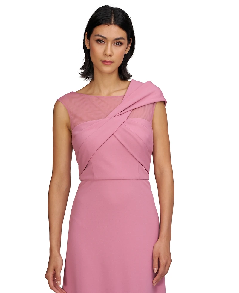 Js Collections Women's Jordyn Twisted-Bodice Illusion-Neck Gown
