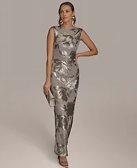 Donna Karan New York Women's Floral-Sequined Gown