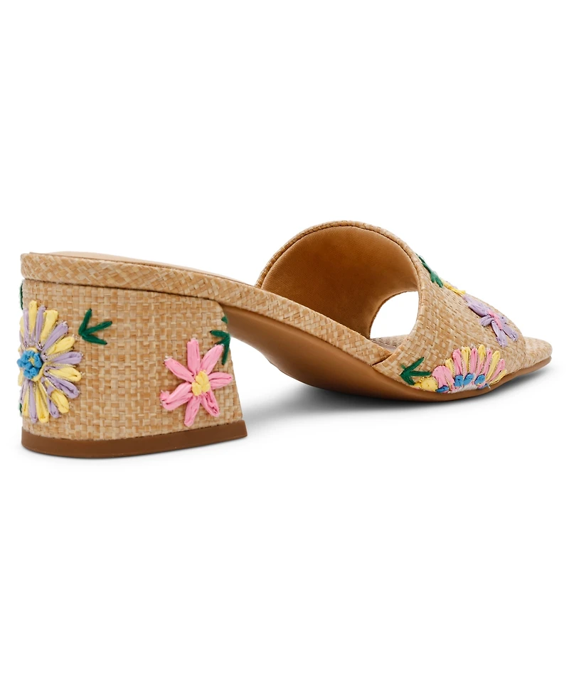 Anne Klein Women's Dolls Embroidered Raffia Block Heel Sandals