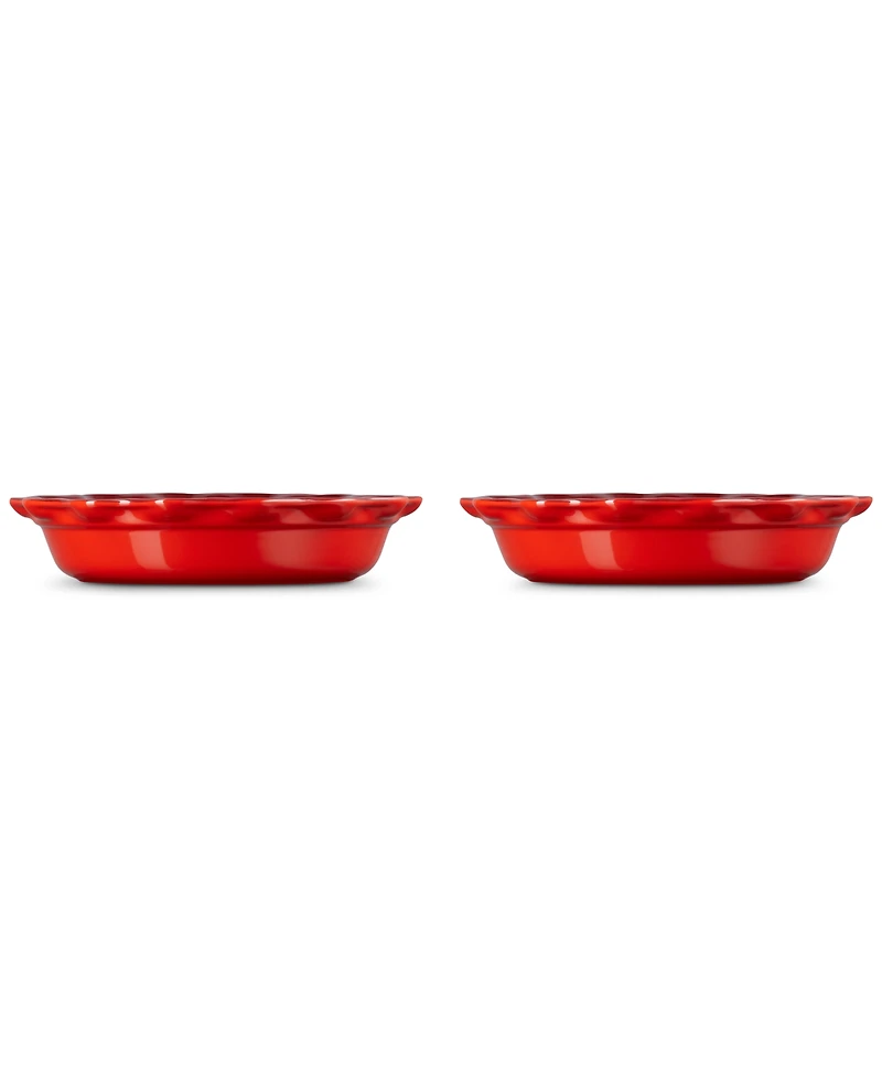 Le Creuset Stoneware Heritage Fluted 9" Pie Dish, Set of 2