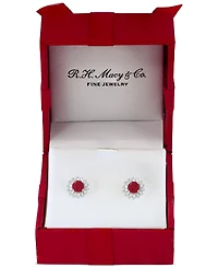 Effy Sapphire (1-1/6 ct. t.w.) & Diamond (1/6 Halo Stud Earrings 14k White Gold or Two Tone (Also available Tanzanite, Ruby, Em