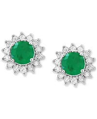 Effy Sapphire (1-1/6 ct. t.w.) & Diamond (1/6 Halo Stud Earrings 14k White Gold or Two Tone (Also available Tanzanite, Ruby, Em