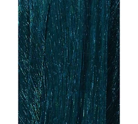 Betsy & Adam Plus Metallic Pleated Split-Sleeve Gown