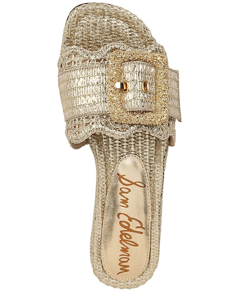 Sam Edelman Women's Bambi Raffia Buckle Slide Sandals