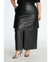 Eloquii Plus Maxi Cargo Faux Leather Skirt
