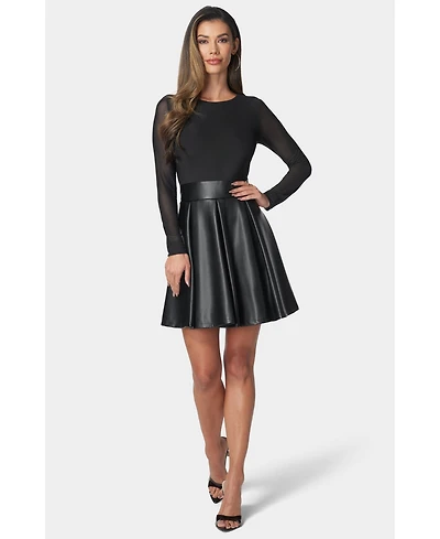 Bebe Women's Faux Leather Flare Dress