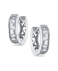 Bling Jewelry Small Cz Hoop Earrings Gold-Plated Sterling Silver Multi-Color Options