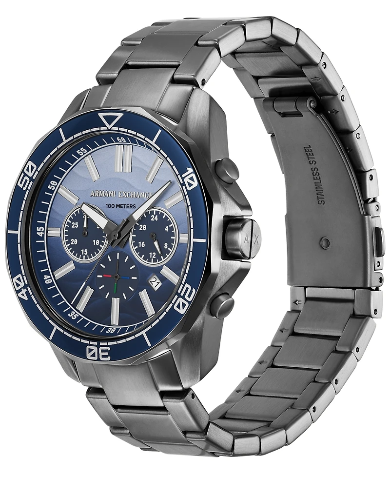 A|X Armani Exchange Men's Quartz Chronograph Gunmetal Stainless-Steel Watch, 44mm